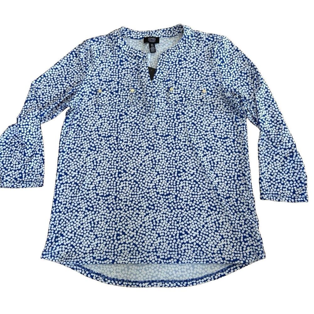 Jones Of New York Shirt Women’s Size Medium Signature 3/4 Sleeve Stretch NWT $69
